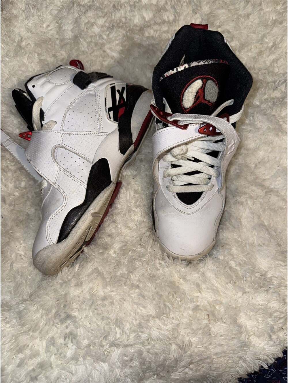 Jordan Air Jordan 8 Retro High Top White Black Red Men's Basketball Sneaker 6Y